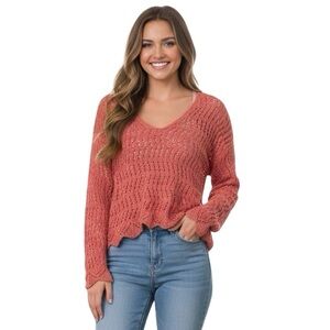 American Eagle Coral Cable Knit Sweater